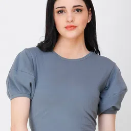 BAESD Puff Sleeves Cotton Crop Top-image-23