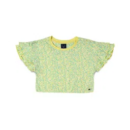 Allen Solly Junior Girls Floral Printed Flutter Sleeve Crop Top-18