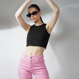 Lagashi Sleeveless Fitted Crop Top-image-88