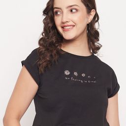 Madame Typography Print Extended Sleeves Cotton Crop Top-image-23