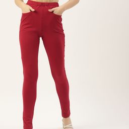 BRINNS Women Red Solid Ankle-Length Leggings-picture-43