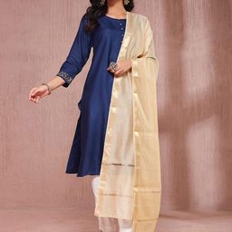 Fabindia Woven Design Cotton Silk Dupatta With Zari-18