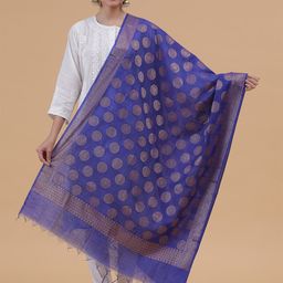 BANJARA INDIA Ethnic Motifs Woven Design Zari Raw Silk Banarasi Dupatta-picture-31