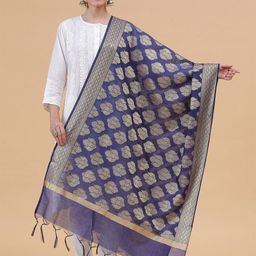 BANJARA INDIA Ethnic Motifs Woven Design Zari Raw Silk Banarasi Dupatta-picture-54
