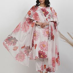 W Floral Printed Chiffon Dupatta-6