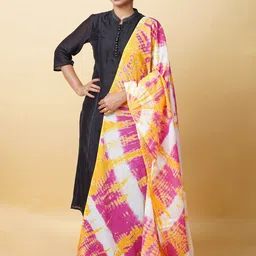 Unnati Silks Tie And Dye Shibori Printed Cotton Dupatta-picture-6
