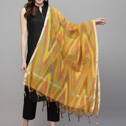 Stylum Women Mustard & Green Woven Design Dupatta-picture-12