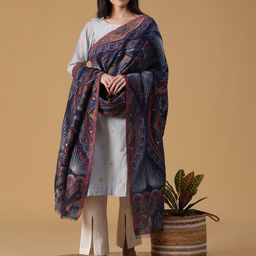 SHINGORA Blue & Brown Ethnic Motifs Woven Design Dupatta-57