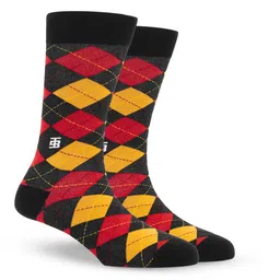 SockSoho Men Checked Cotton Calf-Length Socks-image-29