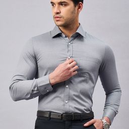 LOUIS STITCH Comfort Micro Ditsy Printed Spread Collar Cotton Formal Shirt-image-74
