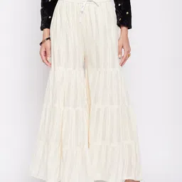 Clora Creation Striped Flared Cotton Palazzos-image-12