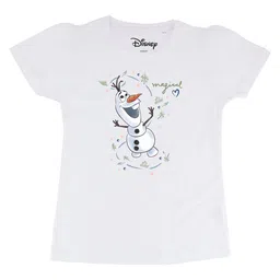 Frozen Girls White Frozen Printed Round Neck Pure Cotton T-shirt-image-27