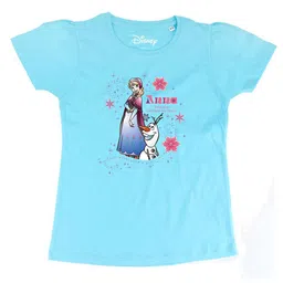 Frozen Girls Blue Frozen Printed Round Neck Pure Cotton T-shirt-image-23