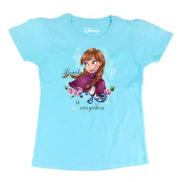 Frozen Girls Blue Frozen Printed Round Neck Pure Cotton T-shirt-image-15