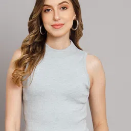 Funday High Neck Ribbed Fitted Top-picture-17