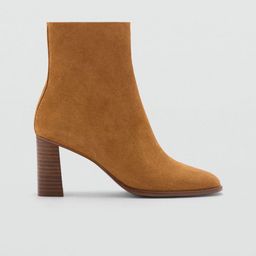 MANGO Women Leather Mid-Top Block Heel Regular Boots-image-7