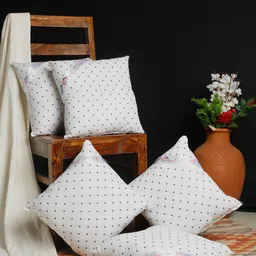 HOSTA HOMES Set Of 5 Polka Dots Printed Square Cushion Inserts-1
