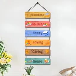 Home Delight Red Printed Wooden Wall Hanging-image-34