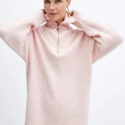 MANGO Mock Neck Drop-Shoulder Sleeves Oversized Longline Pullover-image-55