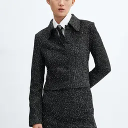 MANGO Marbled Tweed Tailored Jacket-image-35