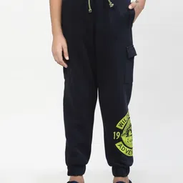 SPUNKIES Boys Black Typography Printed Dry Fit Organic Cotton Joggers-image-42