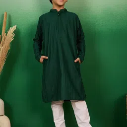 Sangria Boys Embroidered Cotton Mandarin Collar Chikankari Kurta-42