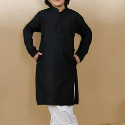 Sanwara Boys Embroidered Chikankari Mandarin Collar Regular Kurta with Patiala-image-73