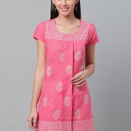 akheri Women Pink & White Chikankari Embroidered Straight Kurta-picture-11