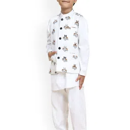 Funny Bones Clothings Boys Animal Printed Regular Pure Cotton Kurta with Trousers-picture-58