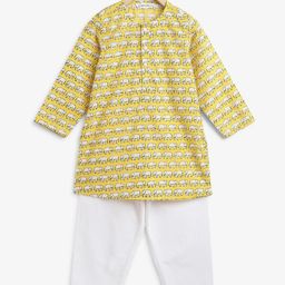 Campana Boys Ethnic Motifs Printed Pure Cotton Kurta with Pyjamas-15