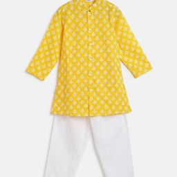 Campana Boys Ethnic Motifs Printed Mandarin Collar Regular Pure Cotton Kurta with Pyjamas-20