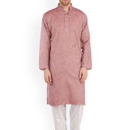 Exotic India Men Ethnic Motifs Regular Thread Work Pure Cotton Kurta with Pyjamas-picture-23