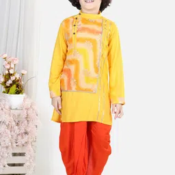 Kinder Kids Boys Printed Lace Work Pure Cotton Kurta with Dhoti Pants-picture-33