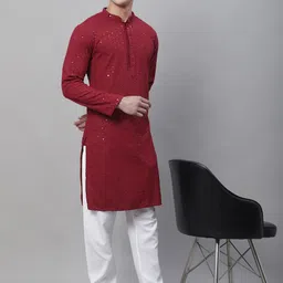 SOJANYA Sequin Embroidered Pure Cotton Kurta With Churidar-picture-24