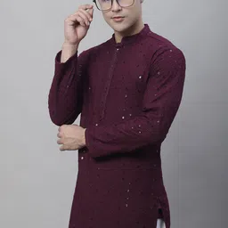 SOJANYA Geometric Embroidered Regular Sequinned Pure Cotton Kurta With Churidar-picture-45