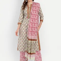 SUTI Women Ethnic Motifs Printed Pure Cotton Kurta with Trousers & With Dupatta-picture-3