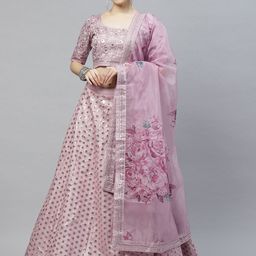 SHUBHKALA Pink Embellished Sequinned Semi-Stitched Lehenga & Unstitched Blouse With Dupatta-picture-50