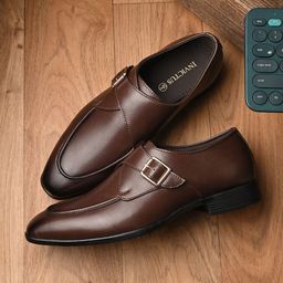 INVICTUS Men Textured Round Toe Formal Monk Shoes-image-50