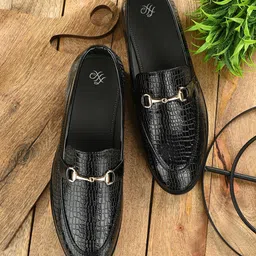 House of Pataudi Men Textured Formal Slip On Loafers-image-39