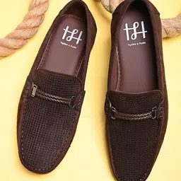 Hydes N Hues Men Textured Slip On Loafers-picture-10