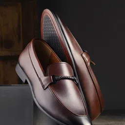 House of Pataudi Men Round Toe Faux Leather Slip On Loafers-image-92
