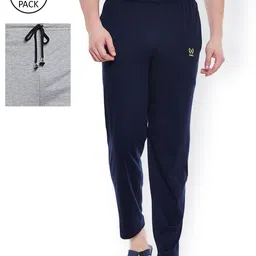 VIMAL Men Pack of 2 Navy Blue & Grey Melange Solid Lounge Pants-picture-10