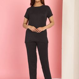 GRACIT Polka Dots Printed Cotton Night Suit-image-44