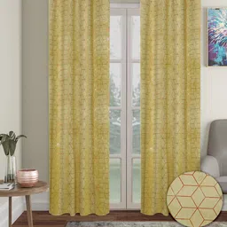 Aura Red 2 Pieces Geometric Velvet out Door Curtains-image-38