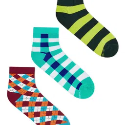 Dynamocks Unisex Pack Of 3 Patterned Ankle-Length Socks-87