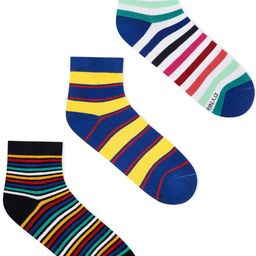 Dynamocks Pack Of 3 Striped Ankle-Length Socks-56