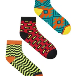 Dynamocks Unisex Pack of 3 Patterned Ankle-Length Socks-10