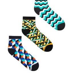 Dynamocks Pack Of 3 Assorted Ankle-Length Socks-42