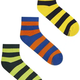 Dynamocks Pack Of 3 Striped Ankle-Length Socks-16