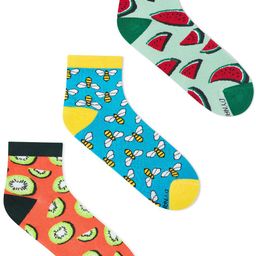 Dynamocks Pack Of 3 Cotton Printed Ankle-Length Socks-55